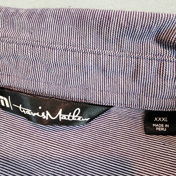 Travis Mathew Micro Stripe Golf Polo Short Sleeve Purple White Active Prep XXXL - Picture 6 of 12